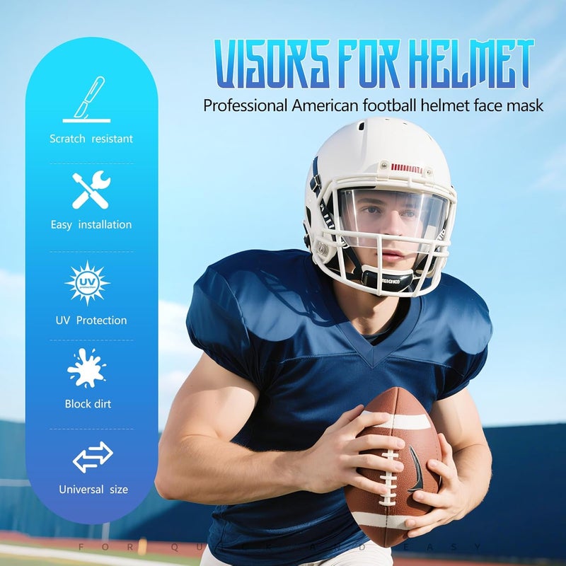 ROMRLD Clear Football Visor, Lightweight Polycarbonate Lens, Scratch-Resistant & Universal Fit for Adult/Youth Helmets (Riddell SpeedFlex, Schutt F7, Xenith, VICIS) - Image 2